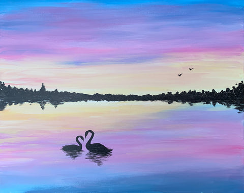 10+ Sunset Swans Painting Tutorial